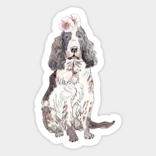 English cocker spaniel with flower Sticker